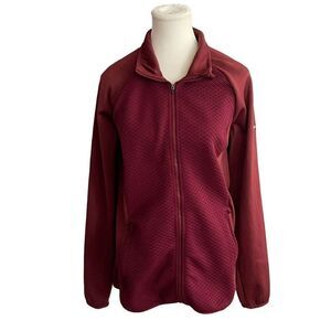 Columbia Maroon Athletic  Full Zip Jacket‎ Zip Pocket Long Sleeve Womens Large